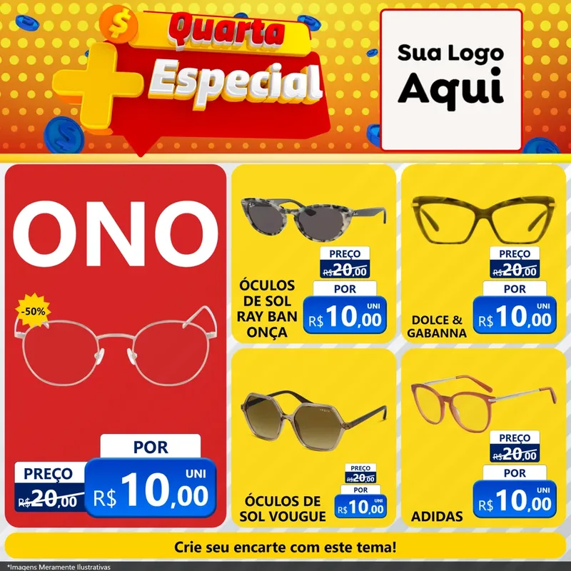 Modelo de Rede Social para Feed Facebook com o tema Quarta Mais Especial para Óticas