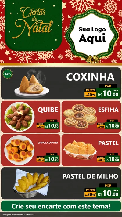 Modelo de TV para TV Vertical com o tema Natal de Ofertas para Salgadaria