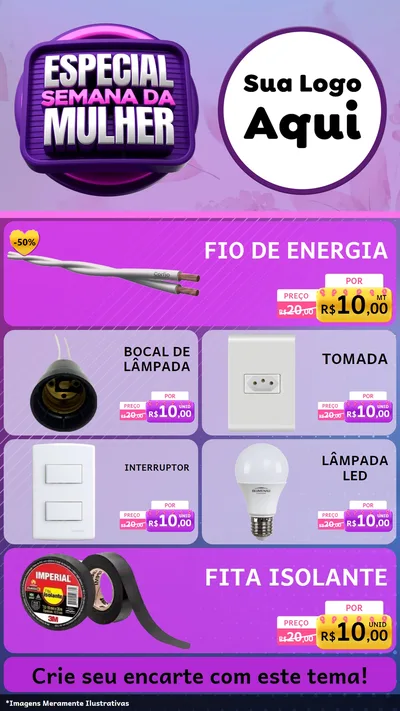 Modelo de TV para TV Vertical com o tema Especial Semana da Mulher para Materiais Elétricos