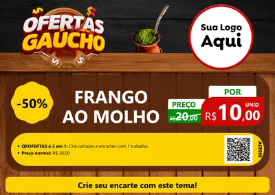 Modelo de Cartaz para Cartaz A4 Horizontal com o tema Ofertas Dia do Gaúcho para Restaurante