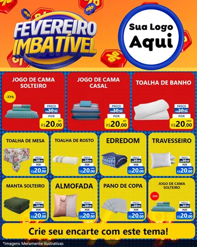 Modelo de Rede Social para Feed Instagram com o tema Fevereiro Imbatível para Cama, Mesa e Banho