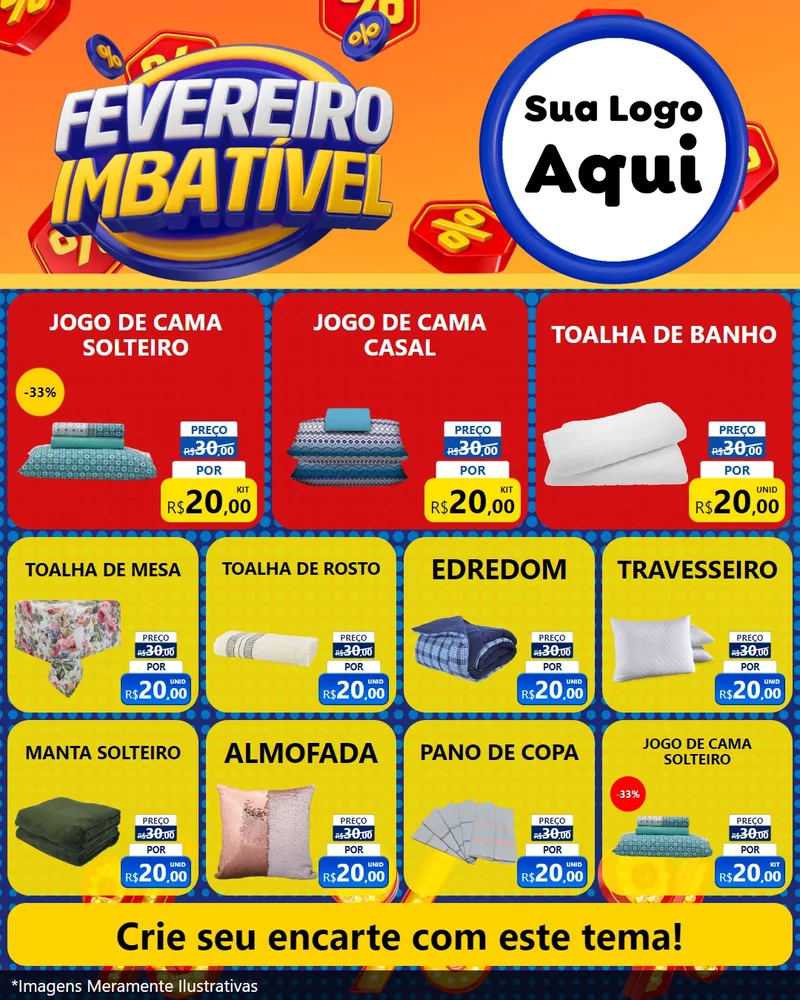 Modelo de Rede Social para Feed Instagram com o tema Fevereiro Imbatível para Cama, Mesa e Banho