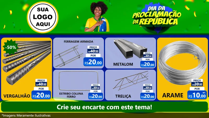 Modelo de TV para TV Horizontal com o tema Dia Da Proclamação Da República para Ferragens