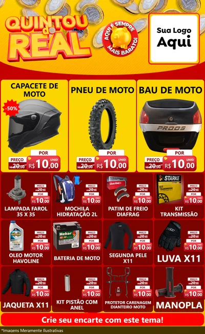 Modelo de Encarte para Encarte Grande com o tema Quintou do Real para Moto peças