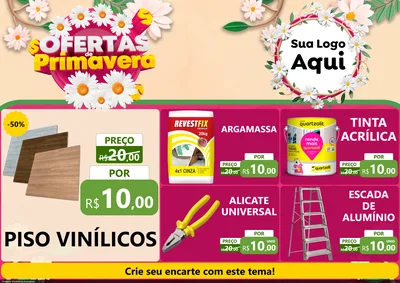 Modelo de Encarte para Encarte A4 Horizontal com o tema Ofertas de Primavera para Material para Construção