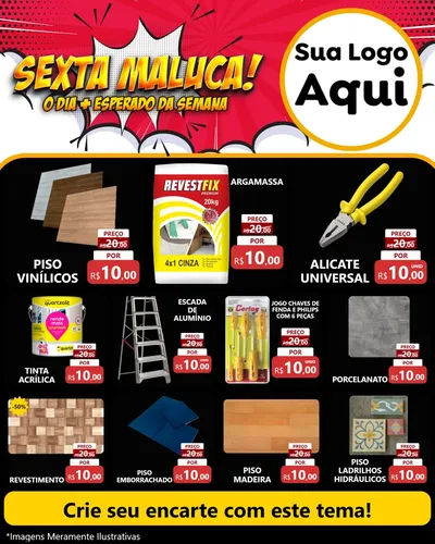 Modelo de Rede Social para Feed Instagram com o tema Sexta Maluca! para Material para Construção