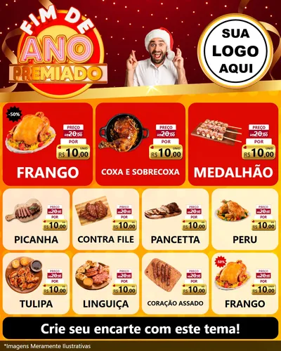 Modelo de Rede Social para Feed Instagram com o tema Fim de Ano Premiado para Assados
