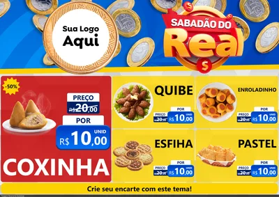 Modelo de Encarte para Encarte A4 Horizontal com o tema Sabadão do Real para Salgadaria