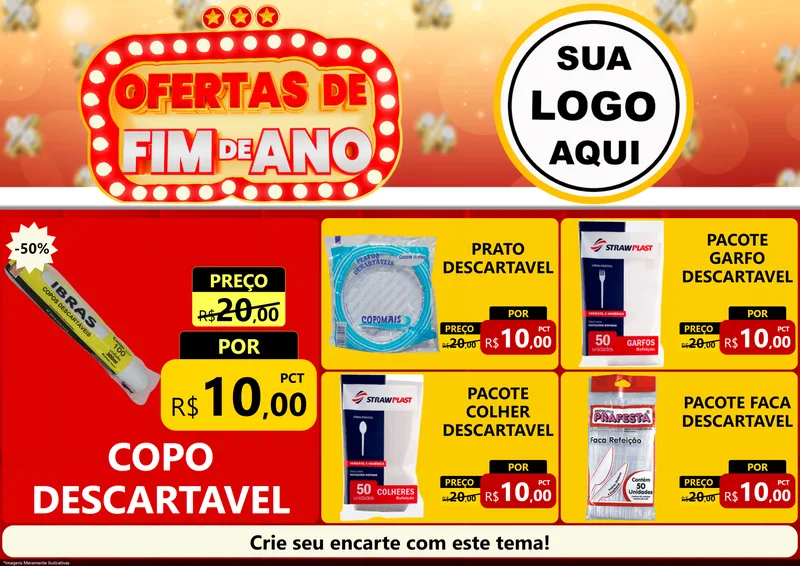 Modelo de Encarte para Encarte A4 Horizontal com o tema Ofertas de Fim de Ano para Embalagens