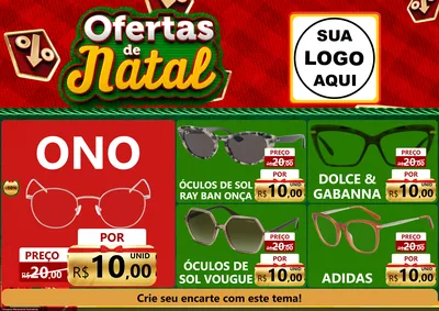 Modelo de Encarte para Encarte A4 Horizontal com o tema Ofertas de Natal para Óticas