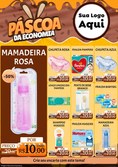 Modelo de Encarte para Encarte A4 Vertical com o tema Páscoa da Economia para Bebês
