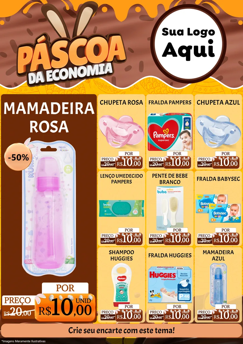 Modelo de Encarte para Encarte A4 Vertical com o tema Páscoa da Economia para Bebês