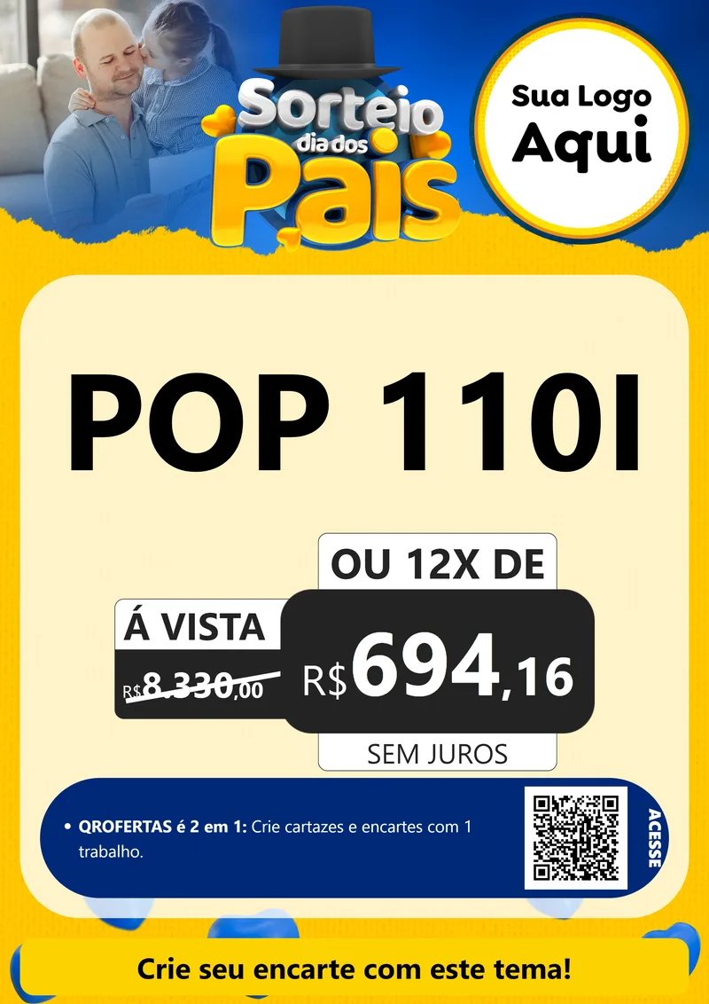 Modelo de Cartaz para Cartaz A4 Vertical com o tema Sorteio Dia Dos Pais para Concessionaria de Motos