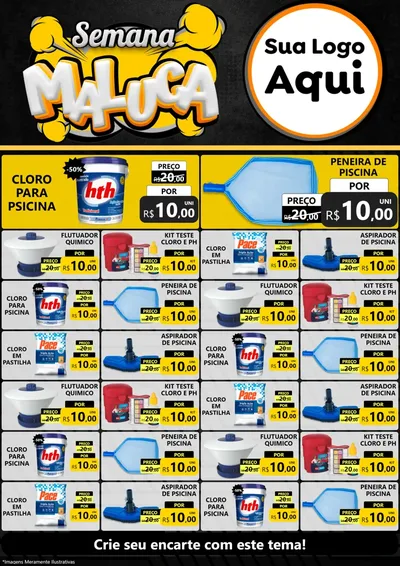 Modelo de Encarte para Encarte A4 Vertical com o tema Semana Maluca para Produtos para Piscina