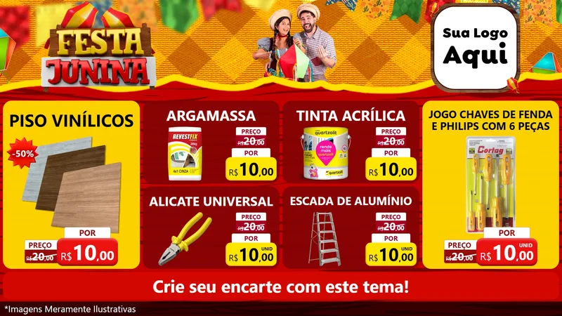 Modelo de TV para TV Horizontal com o tema Festa Junina para Material para Construção