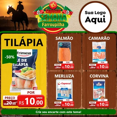 Modelo de Rede Social para Feed Facebook com o tema Especial Semana Farroupilha para Peixaria