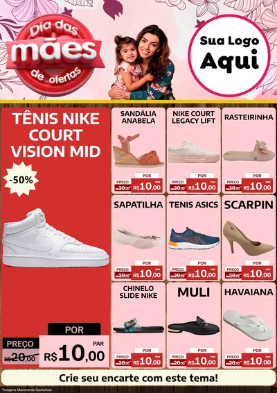 Modelo de Encarte para Encarte A4 Vertical com o tema Dia Das Mães De Ofertas para Calçados