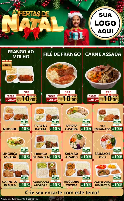 Modelo de Encarte para Encarte Grande com o tema Ofertas de Natal para Restaurante