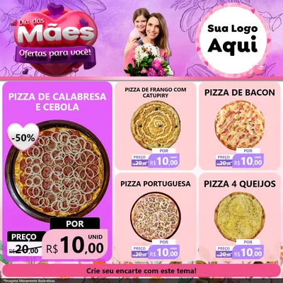 Modelo de Rede Social para Feed Facebook com o tema Dia das Mães Ofertas para Você! para Pizzaria