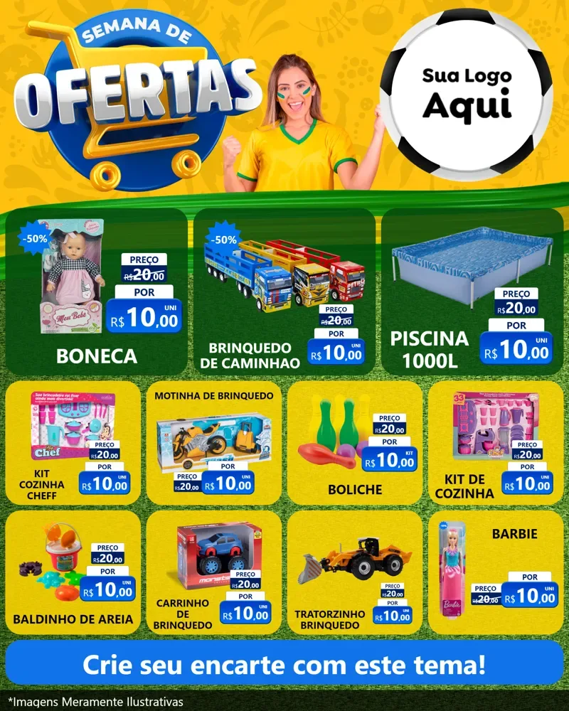 Modelo de Rede Social para Feed Instagram com o tema Semana de Ofertas - Copa para Brinquedos