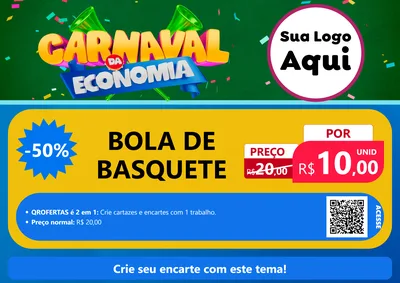 Modelo de Cartaz para Cartaz A4 Horizontal com o tema Carnaval da Economia para Artigos Esportivos