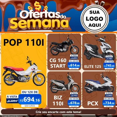 Modelo de Rede Social para Feed Facebook com o tema Ofertas da Semana - Páscoa para Concessionaria de Motos
