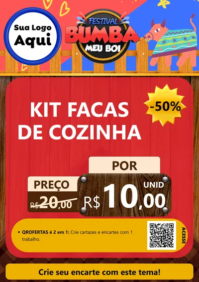 Modelo de Cartaz para Cartaz A4 Vertical com o tema Festival Bumba Meu Boi para Utilidades Domésticas