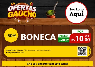 Modelo de Cartaz para Cartaz A4 Horizontal com o tema Ofertas Dia do Gaúcho para Brinquedos