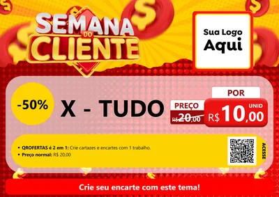 Modelo de Cartaz para Cartaz A4 Horizontal com o tema Semana do Cliente para Hamburgueria