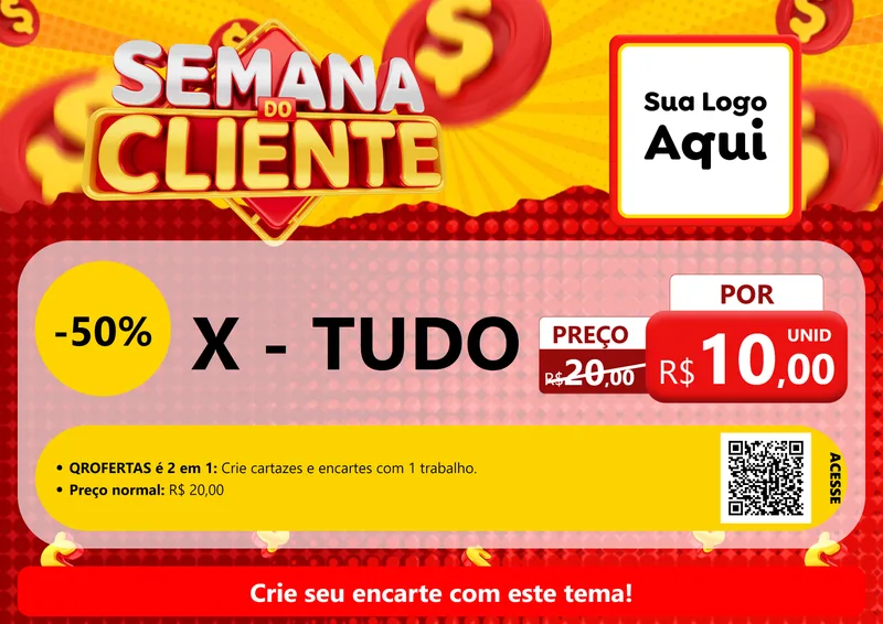 Modelo de Cartaz para Cartaz A4 Horizontal com o tema Semana do Cliente para Hamburgueria