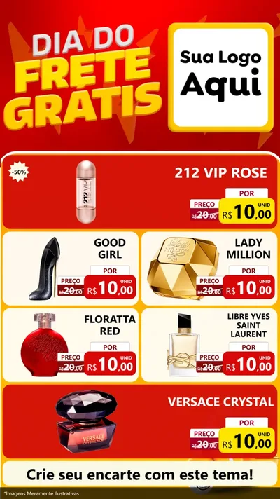 Modelo de TV para TV Vertical com o tema Dia do Frete Grátis para Perfumes