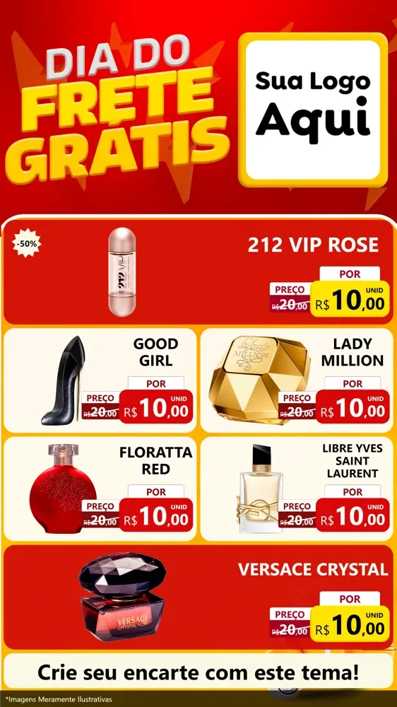Modelo de TV para TV Vertical com o tema Dia do Frete Grátis para Perfumes