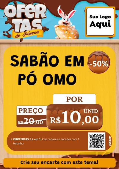 Modelo de Cartaz para Cartaz A4 Vertical com o tema Ofertas de Páscoa para Produtos de Limpeza
