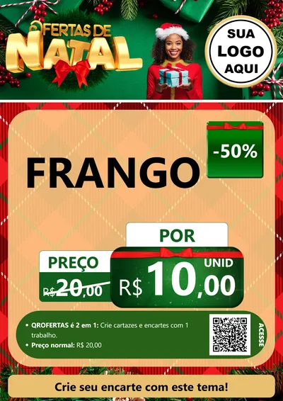 Modelo de Cartaz para Cartaz A4 Vertical com o tema Ofertas de Natal para Assados