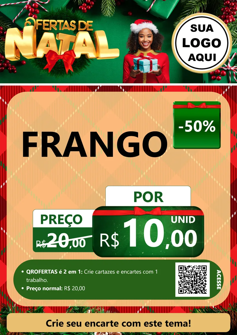 Modelo de Cartaz para Cartaz A4 Vertical com o tema Ofertas de Natal para Assados