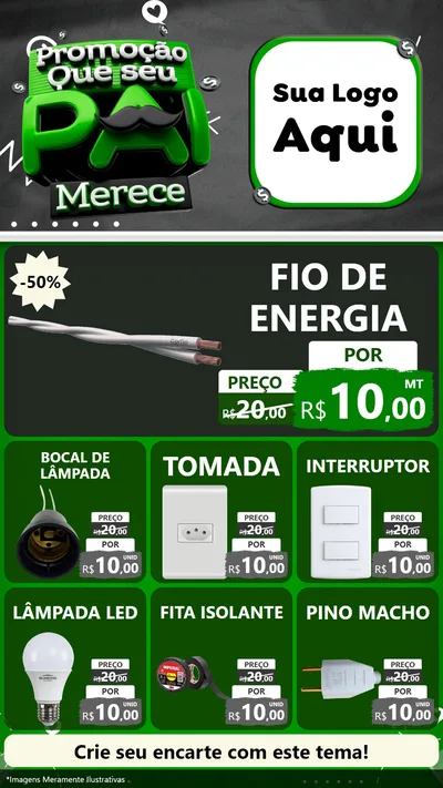 Modelo de Rede Social para Stories com o tema Promoção Que seu Pai Merece para Materiais Elétricos