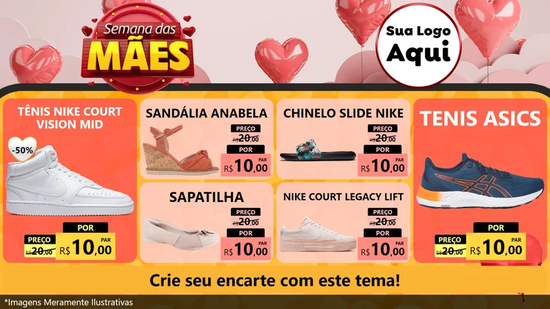 Modelo de TV para TV Horizontal com o tema Semana das Mães para Calçados