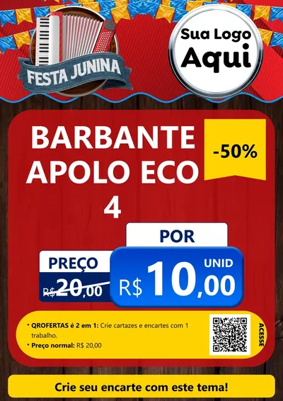 Modelo de Cartaz para Cartaz A4 Vertical com o tema Festa Junina para Armarinho e Aviamentos