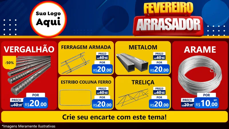 Modelo de TV para TV Horizontal com o tema Fevereiro Arrasador para Ferragens