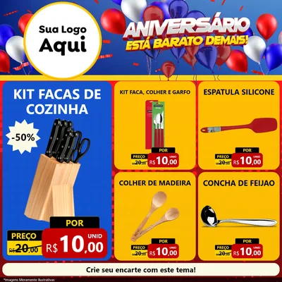 Modelo de Rede Social para Feed Facebook com o tema Aniversário para Utilidades Domésticas