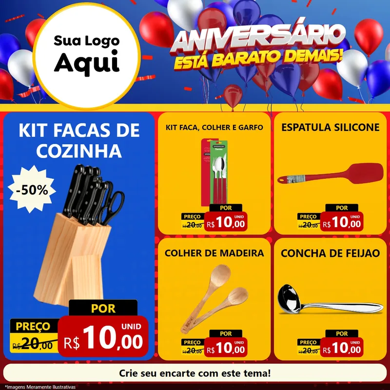 Modelo de Rede Social para Feed Facebook com o tema Aniversário para Utilidades Domésticas