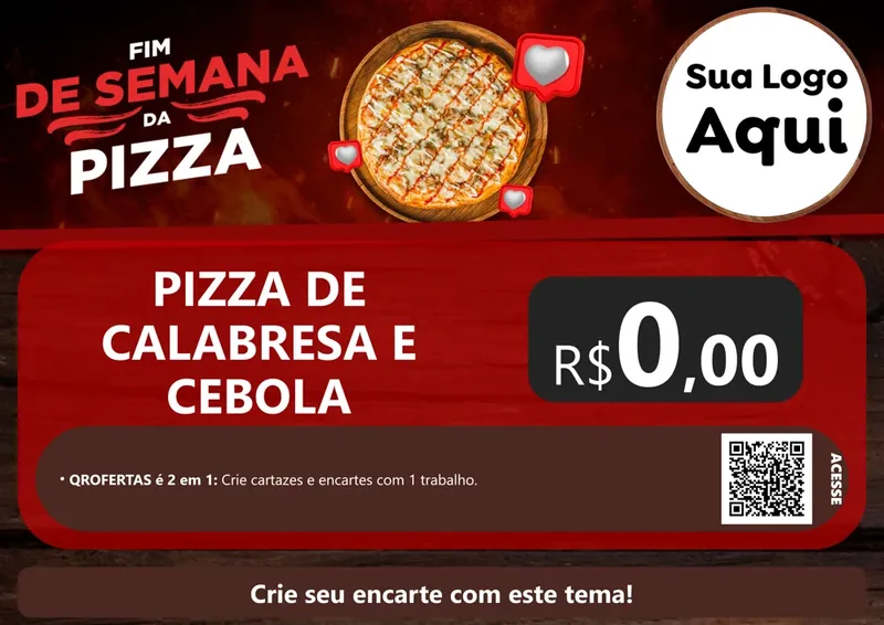 Modelo de Cartaz para Cartaz A4 Horizontal com o tema Fim de semana da pizza para Pizzaria