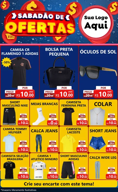 Modelo de Encarte para Encarte Grande com o tema Sabadão de Ofertas para Roupas e acessórios