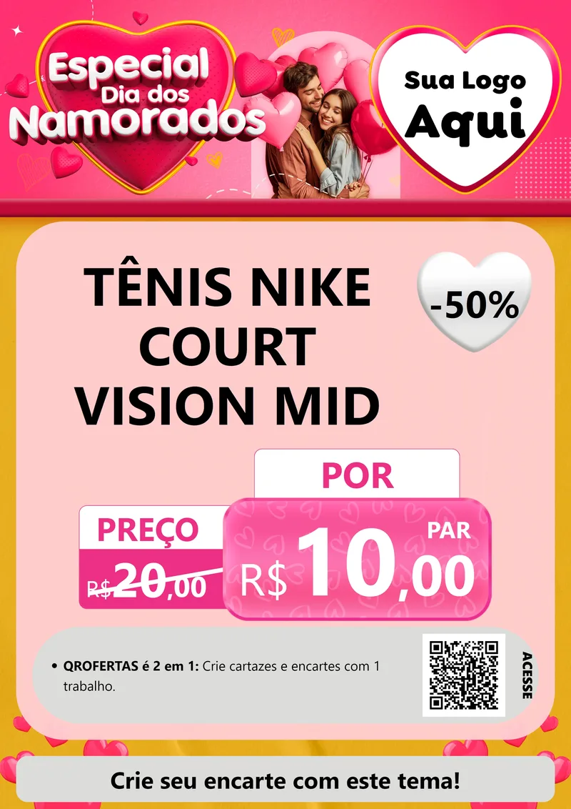 Modelo de Cartaz para Cartaz A4 Vertical com o tema Especial Dia dos Namorados para Calçados