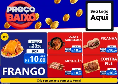 Modelo de Encarte para Encarte A4 Horizontal com o tema Preço Baixo para Assados