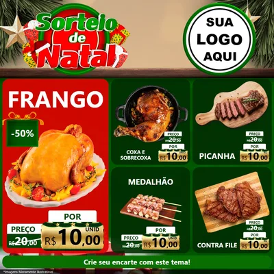 Modelo de Rede Social para Feed Facebook com o tema Sorteio de Natal para Assados
