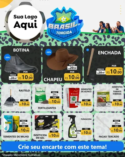 Modelo de Rede Social para Feed Instagram com o tema Brasil Torcida - Copa para Agropecuária