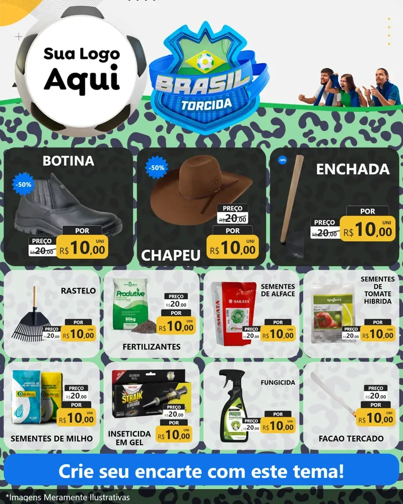 Modelo de Rede Social para Feed Instagram com o tema Brasil Torcida - Copa para Agropecuária