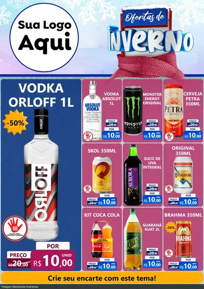 Modelo de Encarte para Encarte A4 Vertical com o tema Ofertas de Inverno para Distribuidora de bebidas