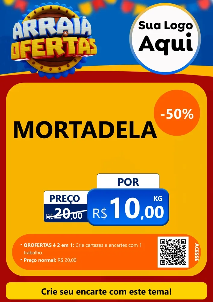 Modelo de Cartaz para Cartaz A4 Vertical com o tema Arraiá de Ofertas - Junina para Frios e Laticínios